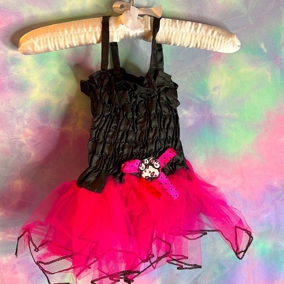 𝅺BABY Toddler Pink & Black Cat Tutu Costume Size 6 - 12 Months - Picture 2 of 3